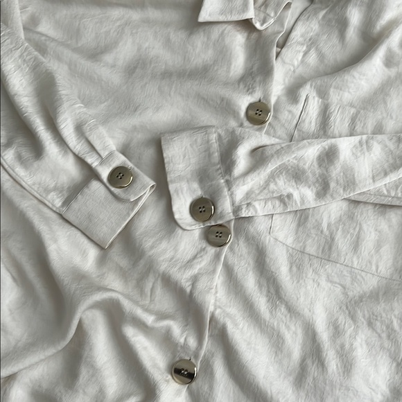 Zara Cream Long Button-Up Blouse - Picture 4 of 7